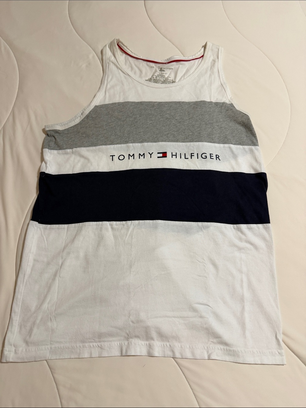 Tommy Hilfiger White, Gray & Navy Colorblock Tank Top